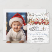 Winter Onederland Kerstmis Santa Elf 1e verjaardag Kaart (Voorkant)