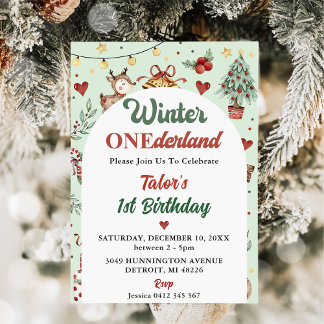 Winter Onederland Kerstrendier 1e verjaardag Kaart