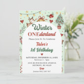 Winter Onederland Kerstrendier 1e verjaardag Kaart (Staand voorkant)