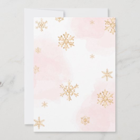 Winter Onederland Kerstroze en gouden dag Kaart (Achterkant)