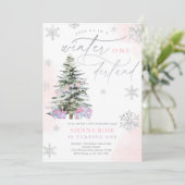 Winter Onederland kerstroze en zilver Birthday Kaart (Staand voorkant)