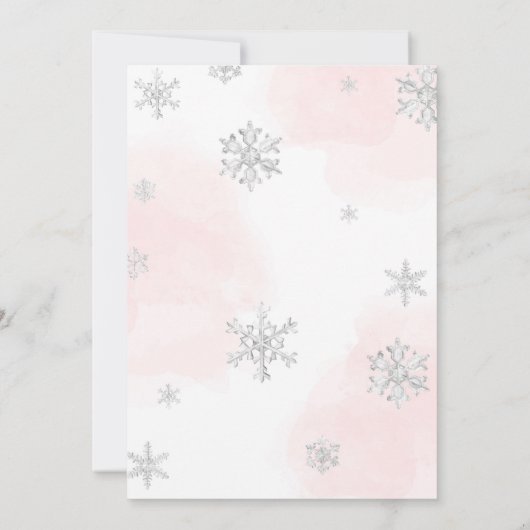 Winter Onederland kerstroze en zilver Birthday Kaart (Achterkant)