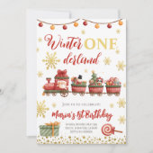 Winter Onederland Kersttrein Gouden Verjaardag Kaart (Voorkant)