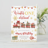 Winter Onederland Kersttrein Gouden Verjaardag Kaart (Staand voorkant)