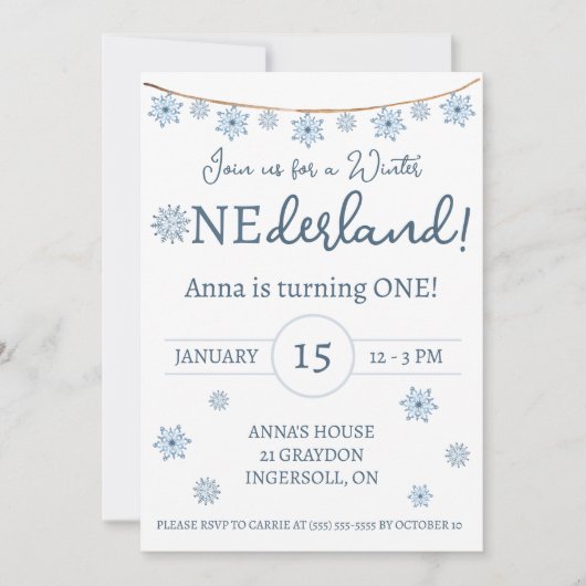 Winter ONEderland, Kinderen sneeuwvlok Verjaardags Kaart (Voorkant)