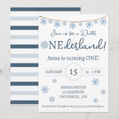 Winter ONEderland, Kinderen sneeuwvlok Verjaardags Kaart (Voorkant / Achterkant)