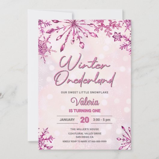 Winter Onederland Kleine Sneeuwvlok 1e Verjaardag Kaart (Voorkant)