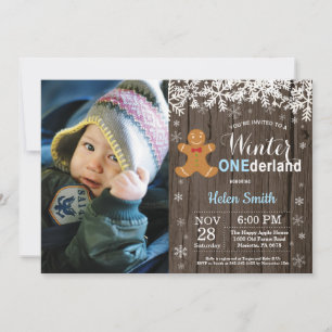 Winter Onederland Landelijke Jongen 1e Verjaardag Kaart
