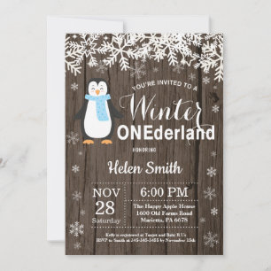 Winter Onederland Landelijke Pinguïn Jongen 1e Ver Kaart
