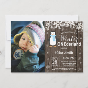 Winter Onederland Landelijke Pinguïn Jongen 1e Ver Kaart
