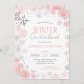 Winter Onederland meisje eerste 1e verjaardag Kaart (Voorkant / Achterkant)