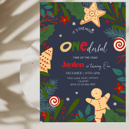 Winter Onederland Meisje Eerste Verjaardagsfeestje Kaart