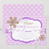 Winter ONEderland meisjes eerste verjaardag uitnod Kaart (Voorkant / Achterkant)