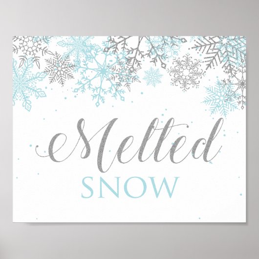 Winter Onederland Melted Snow Blue Silver Poster (Voorkant)