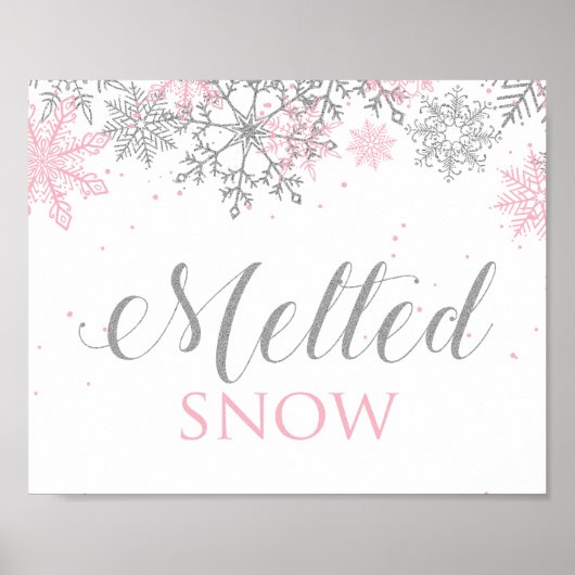 Winter Onederland Melted Snow roze Silver Poster (Voorkant)