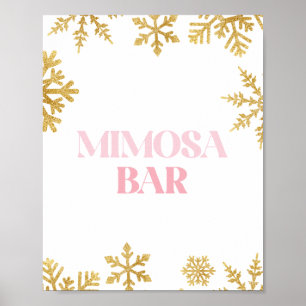 Winter Onederland Mimosa bar bord roze en goud Poster