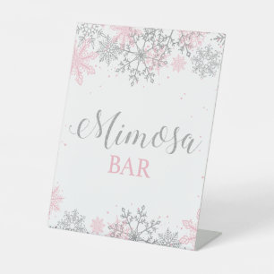 Winter Onederland Mimosa Bar Reclamebord Met Voetstuk