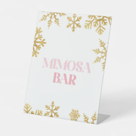 Winter Onederland Mimosa Bar Roze Goud Reclamebord Met Voetstuk