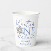 Winter ONEderland Minimalistisch Jongen 1e Verjaar Papieren Bekers (Achterkant)