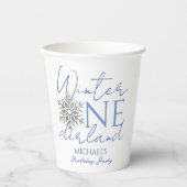 Winter ONEderland Minimalistisch Jongen 1e Verjaar Papieren Bekers (Voorkant)