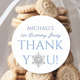 Winter ONEderland Minimalistisch Jongen 1e Verjaar Ronde Sticker