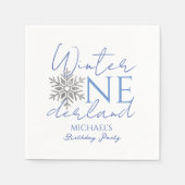 Winter ONEderland Minimalistisch Jongen 1e Verjaar Servet (Voorkant)