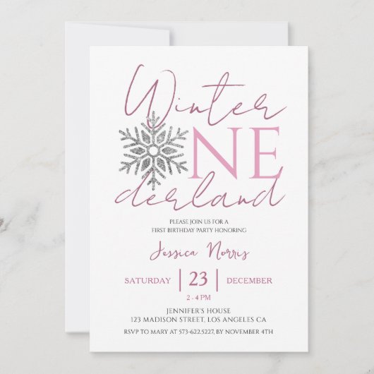 Winter ONEderland | Minimalistisch meisje 1e verja Kaart (Voorkant)