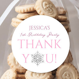 Winter ONEderland | Minimalistisch meisje 1e verja Ronde Sticker