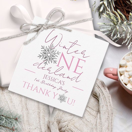 Winter ONEderland minimalistisch meisje 1e verjaar Bedankjes Labels