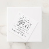 Winter ONEderland Minimalistisch zilver 1e verjaar Bedankjes Labels (In situ)