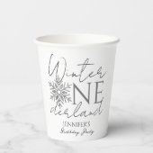Winter ONEderland Minimalistisch zilver 1e verjaar Papieren Bekers (Achterkant)