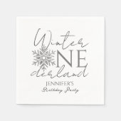 Winter ONEderland Minimalistisch zilver 1e verjaar Servet (Voorkant)
