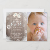 Winter Onederland Mitten Boy Blue 1e verjaardag Kaart (Voorkant)