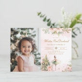 Winter Onederland Notenkraker 1e verjaardag foto Kaart (Staand voorkant)