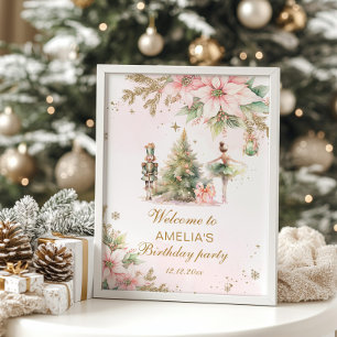 Winter Onederland Notenkraker roze goud Welkom Poster