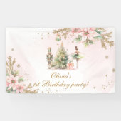 Winter Onederland Notenkraker Verjaardagsfeest Spandoek (Horizontaal)