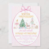Winter Onederland Nutcracker Pink Bow Birthday Kaart (Voorkant)