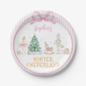 Winter Onederland Nutcracker Pink Girl Birthday Papieren Bordje (Voorkant)