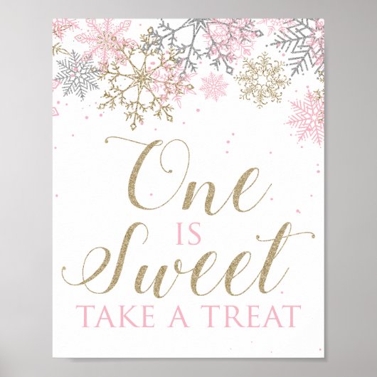 Winter Onederland One is Sweet Neem een traktbord Poster (Voorkant)