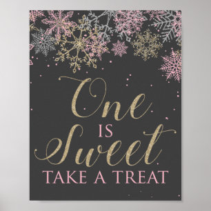 Winter Onederland One is Sweet Neem een traktbord Poster