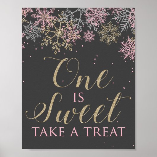 Winter Onederland One is Sweet Neem een traktbord Poster (Voorkant)