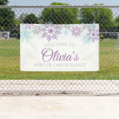 Winter Onederland Paars Blue Snowflakes Banner (Insitu)