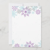 Winter Onederland Paars en Silver Snowflake Kaart (Achterkant)