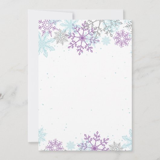 Winter Onederland Paars en Silver Snowflake Kaart (Achterkant)
