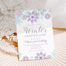 Winter Onederland Paars en Silver Snowflake