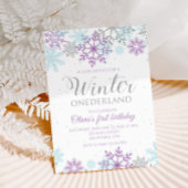 Winter Onederland Paars en Silver Snowflake Kaart