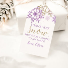 Winter Onederland Paars Gold Snowflake Cadeaulabel