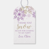 Winter Onederland Paars Gold Snowflake Cadeaulabel (Voorkant)