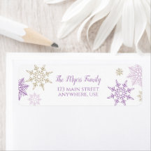 Winter Onederland Paars Goud sneeuwvlok Label