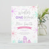 Winter Onederland Paarse, blauw en roze Kaart (Staand voorkant)
